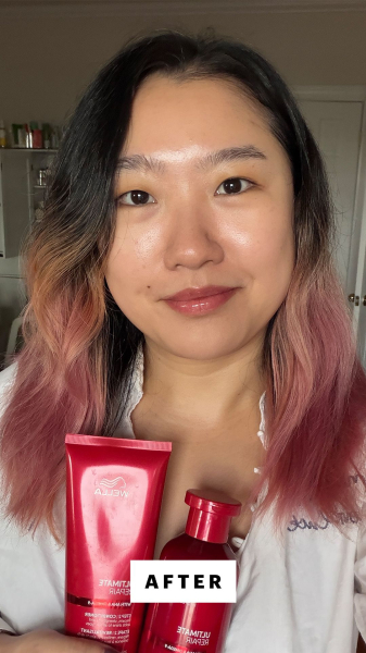 Allure commerce editor Sarah Han after using the Wella Professionals Ultimate Repair Shampoo and Conditioner